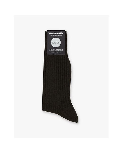 Pantherella Black Danvers Branded Cotton-Blend Socks for men