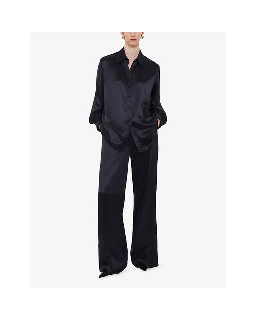 Joseph Blue Dieu Long-Sleeved Satin Blouse