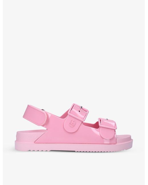 Gucci Isla Logo-embossed Rubber Sandals in Pale Pink (Pink) - Lyst
