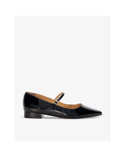 Dune Black Hastas Pointed Patent Faux-leather Mary-jane Courts