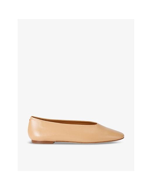 Aeyde Natural Kirsten Almond-toe Leather Ballet Flats