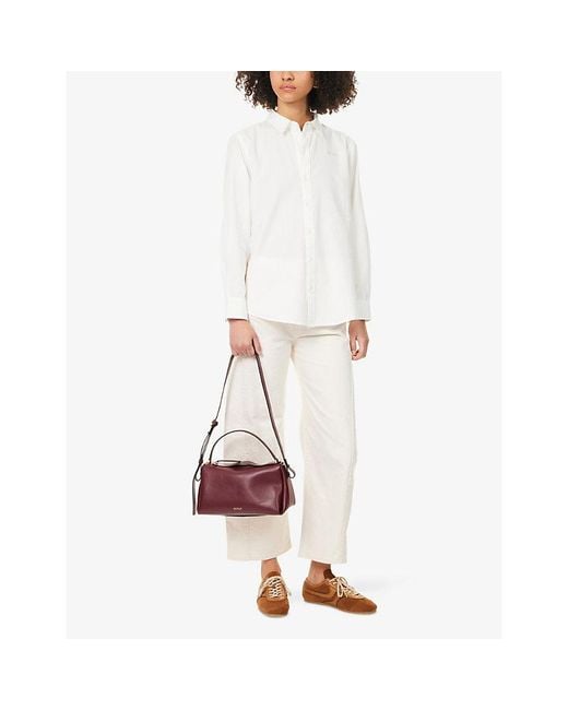 Mother White The Bestie Logo-Embroidered Cotton Shirt