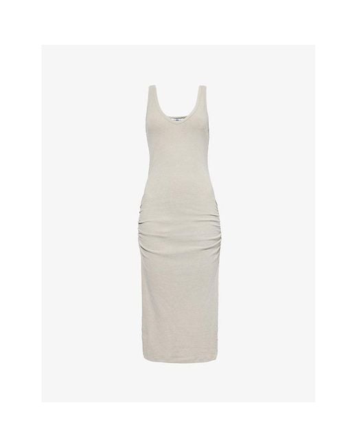 James Perse White Skinny Slim-fit Cotton-blend Midi Dress