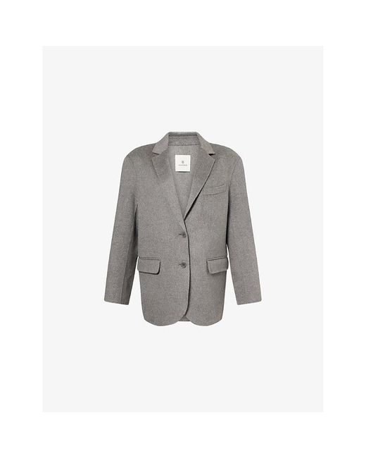 Anine Bing Gray Quinn Notched-Lapel Wool-Cashmere Blazer