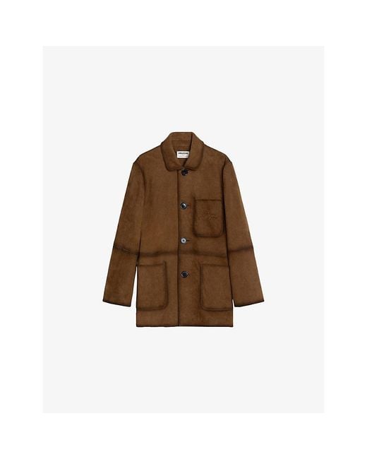 Zadig & Voltaire Brown Venzia Patch-Pocket Suede Jacket