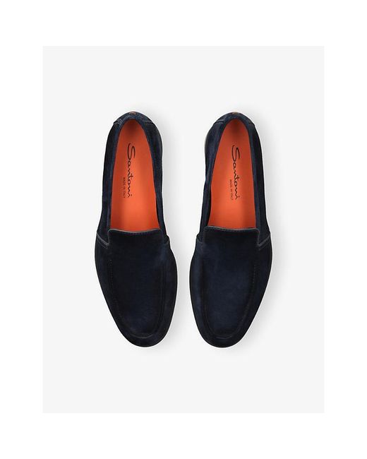 Santoni Blue Malibu Suede Loafers for men