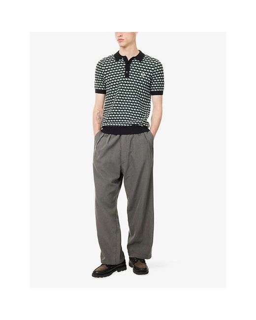 Fred Perry Multicolor Geometric-Knit Short-Sleeve Knitted Polo Shirt for men
