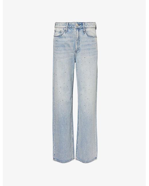 Rag & Bone Blue Logan Faded-wash Wide-leg Mid-rise Denim Jeans