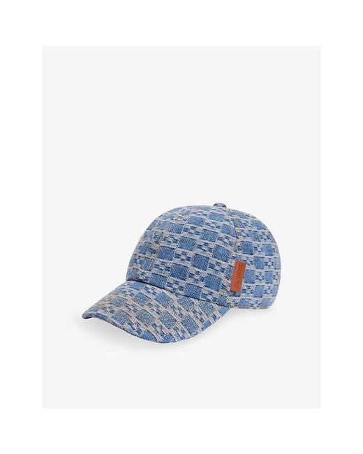 Sandro Blue Cross-Motif Denim Baseball Cap for men