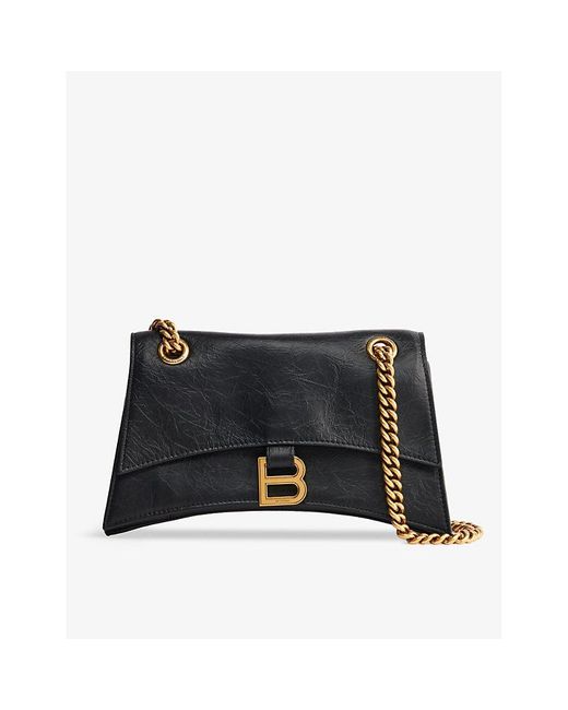 Balenciaga Hourglass Crinkled Metallic Top-Handle Bag