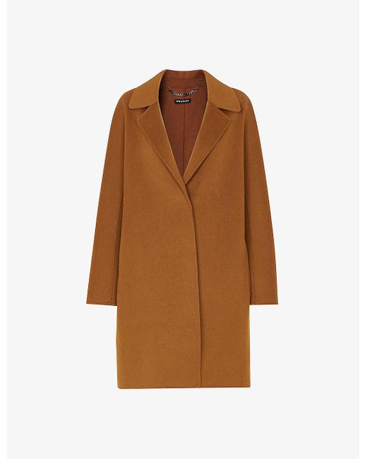 Whistles Julia Double faced Wool blend Coat in Brown Lyst