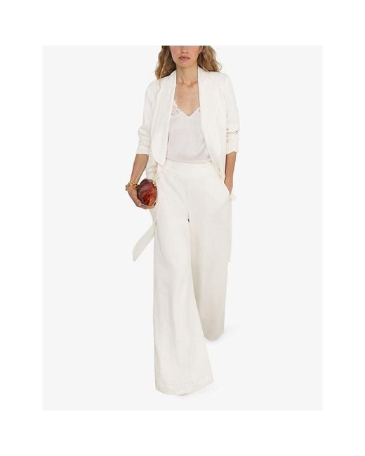 Reiss White Clover Wide-Leg Woven Suit Trousers