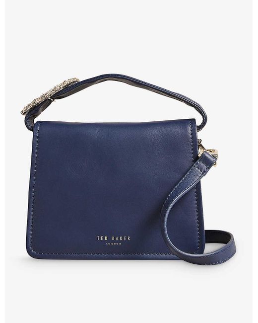 Ted Baker Blue Emie Jewel-embellished Leather Crossbody Bag