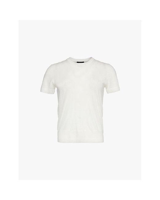 Theory White Regal Round-Neck Wool-Blend T-Shirt
