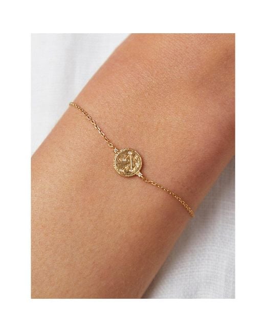 Astrid & Miyu White Libra Zodiac 18Ct-Plated Sterling- And Cubic Zirconia Pendant Bracelet
