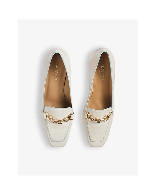 L.K.Bennett White Samantha Snaffle-trim Patent-leather Heeled Loafers