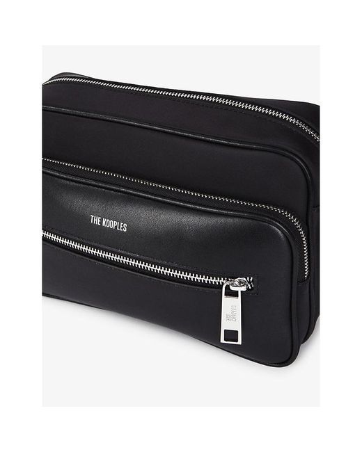 The Kooples Black Logo-Embossed Zip-Up Leather Messenger Bag for men