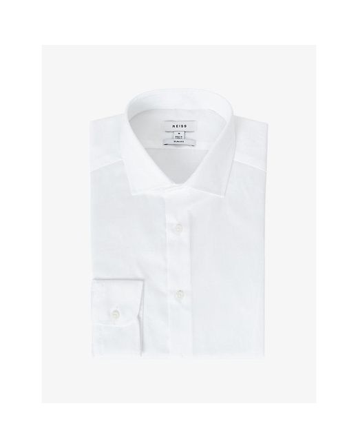 Reiss White Remote Slim-Fit Long-Sleeve Cotton Shirt for men