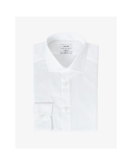 Reiss White Remote Slim-Fit Long-Sleeve Cotton Shirt for men