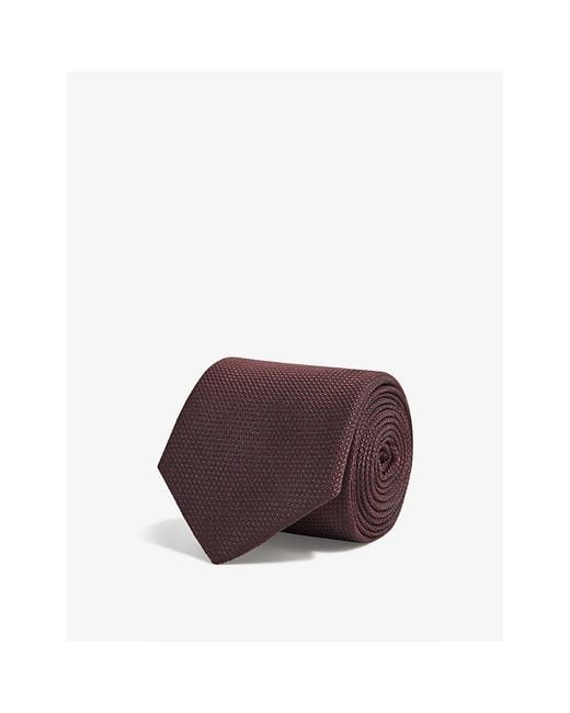 Reiss Brown Ceremony Textured Silk Tie for men