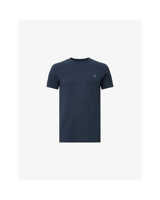 AllSaints Blue Tonic Logo-Embroidered Slim-Fit Cotton T-Shirt for men