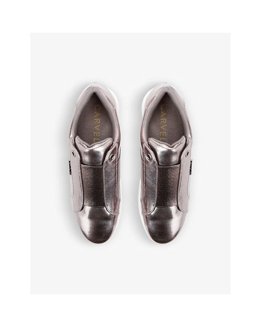 Carvela Kurt Geiger Jive Platform Metallic Slip-on Faux-leather Low-top  Trainers in Grey | Lyst UK