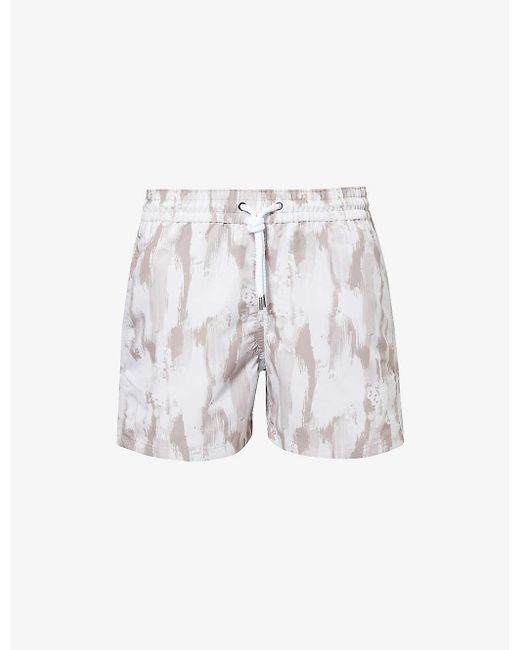 Frescobol Carioca White Seascape Abstract-print Recycled-polyester Swim Short for men