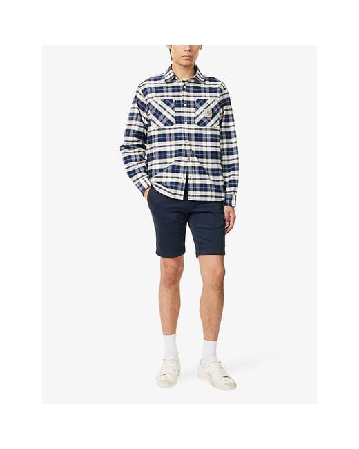 Replay Blue Benni Hyperflex Regular-Fit Stretch-Cotton Chino Shorts for men