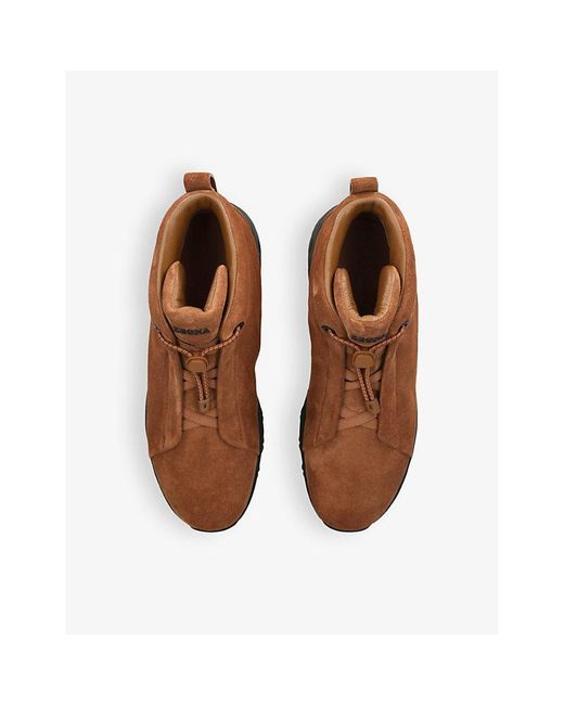Zegna Brown Triple Stitch Vetta Suede High-Top Trainers for men