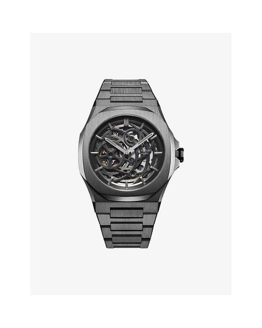 D1 Milano Black Skeleton Bracelet 41.5Mm Stainless Steel Mechanical Watch