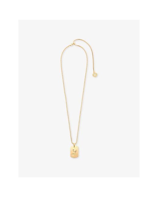 Maje White Zodiac-Plaque Metal Necklace