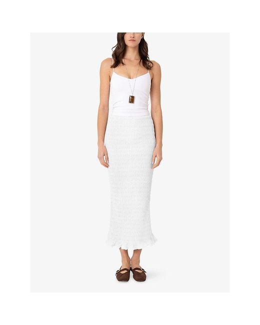 Amy Lynn White Chelsea Smocked Cotton Maxi Skirt
