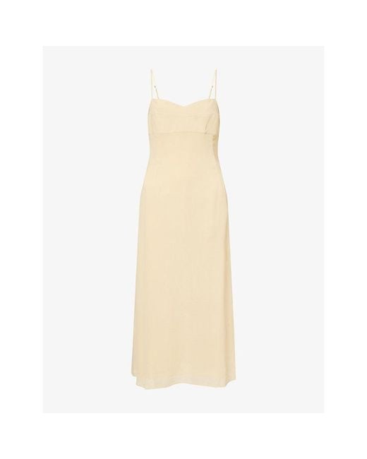 Reformation Natural Milica Sweetheart-Neck Georgette Midi Dress