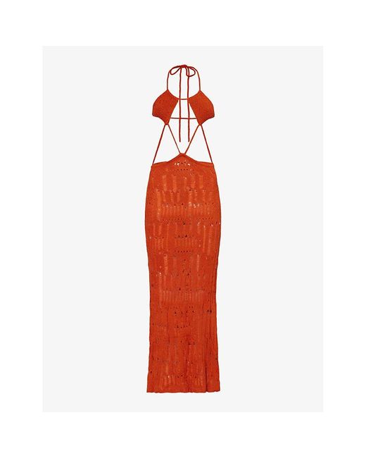 Jaded London Red Rumba Knitted Maxi Dress
