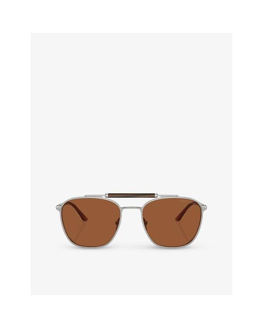 Giorgio Armani Brown Ar6149 Square-frame Metal Sunglasses