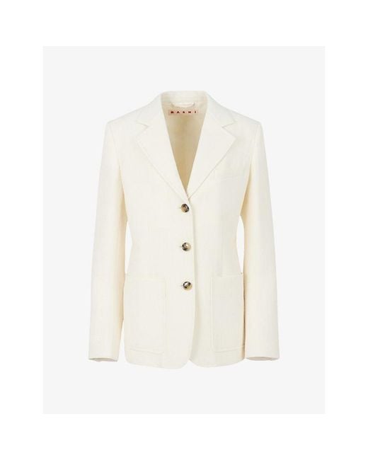 Marni White Wool Crepe Jacket