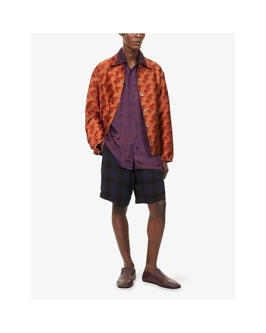 Dries Van Noten Purple Cassidye Floral-Print Satin Shirt for men