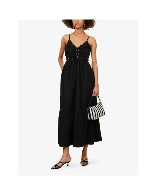 Rails Black Ivana Beaded Cotton Maxi Dress