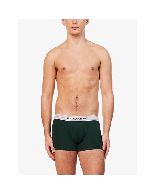 Dolce & Gabbana Blue Branded-waistband Pack Of Three Stretch-cotton Boxer for men