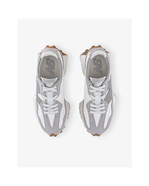 New Balance White 327 Suede And Mesh Low-Top Trainer