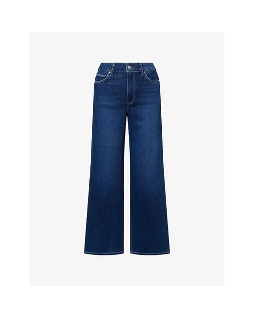 PAIGE Blue Arellia 32' Barrel-Leg Stretch-Denim Jeans