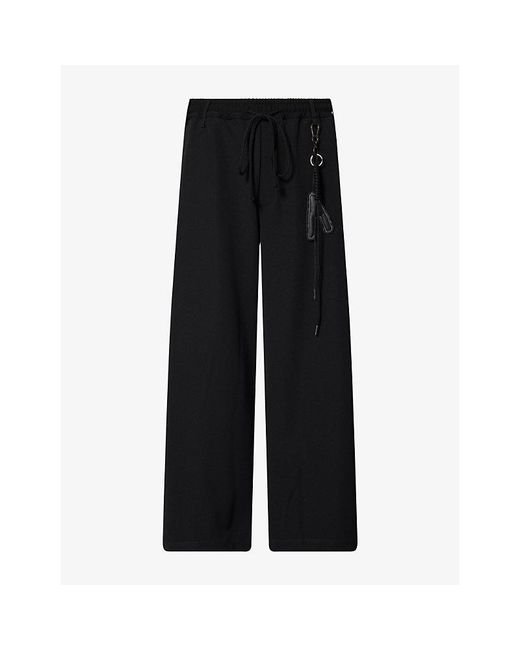 Song For The Mute Black Wide-Leg Relaxed-Fit Woven Trousers for men