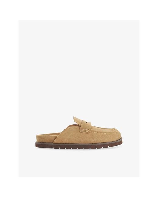 Dune Brown Goldens Suede Mule Loafers
