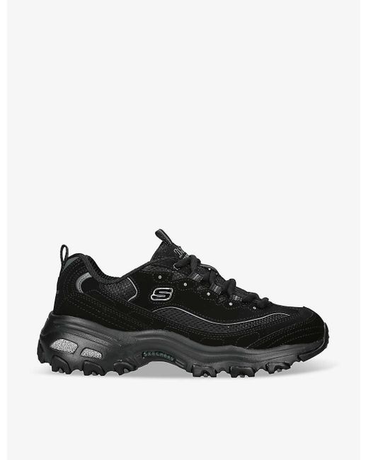 Skechers Black D'lites biggest Fan Mesh And Leather Low-top Trainers