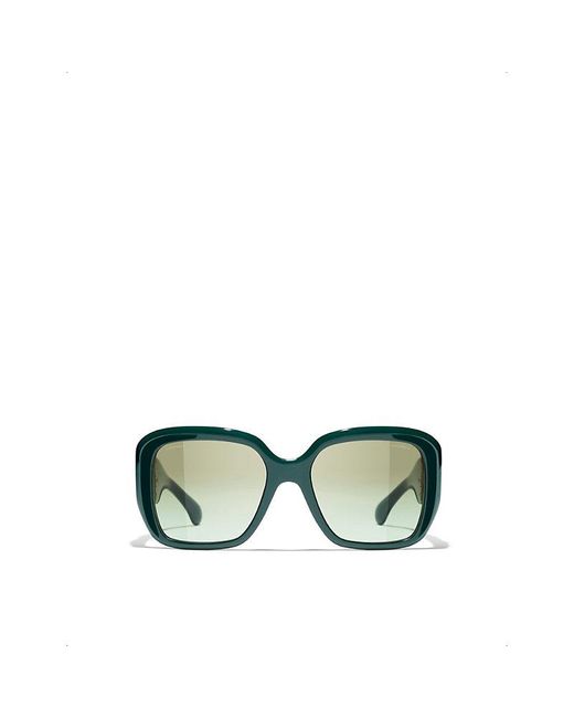 Chanel Green Ch5512 Square-frame Acetate Sunglasses