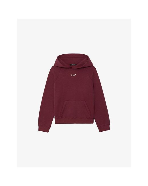 Zadig & Voltaire Red Georgy Rhinestone-Embellished Cotton-Blend Hoody