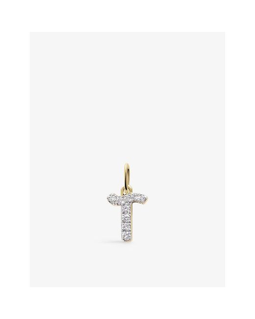 Monica Vinader Metallic T Letter 14Ct- And Lab-Grown Diamond Charm