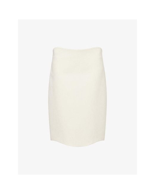 Alaïa White Curved Wool Mini Skirt