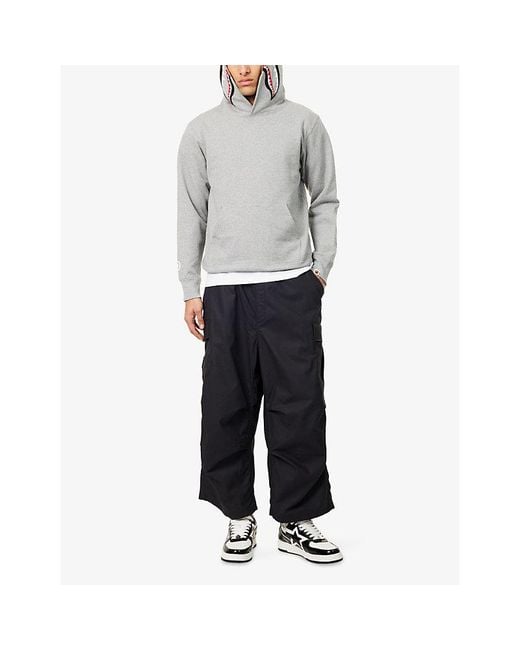A Bathing Ape Blue Ripstop Cargo Wide-Leg Cotton-Poplin Trousers for men
