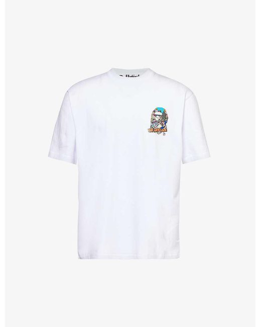 A Bathing Ape White Comic Ape Graphic-print Cotton-jersey T-shirt for men